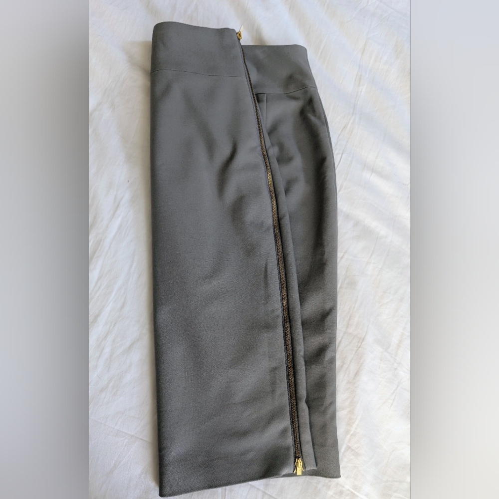 Vintage Express Gray Pencil Skirt with Gold Zipper